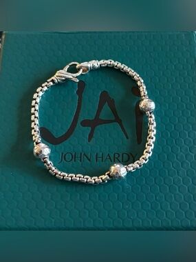 JAI thick sterling silver hammered ball bracelet